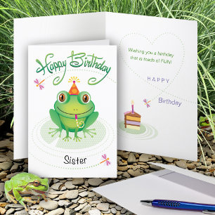 Carte Soeur Cute Grenouille d'anniversaire