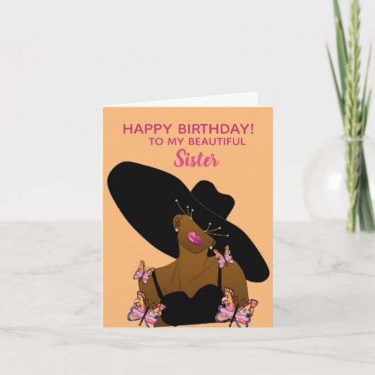 Carte Soeur d'anniversaire afro-américaine heureuse (Devant)