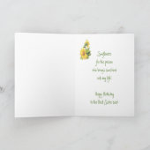 Carte Soeur d'anniversaire, Fleurs de soleil aquarelle,  (Intérieur)