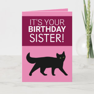 Carte Soeur des chats noirs amusante, anniversaire