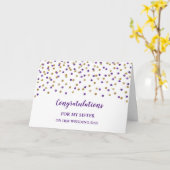 Carte Soeur d'or violet jour de mariage Félicitations (Fleur jaune)