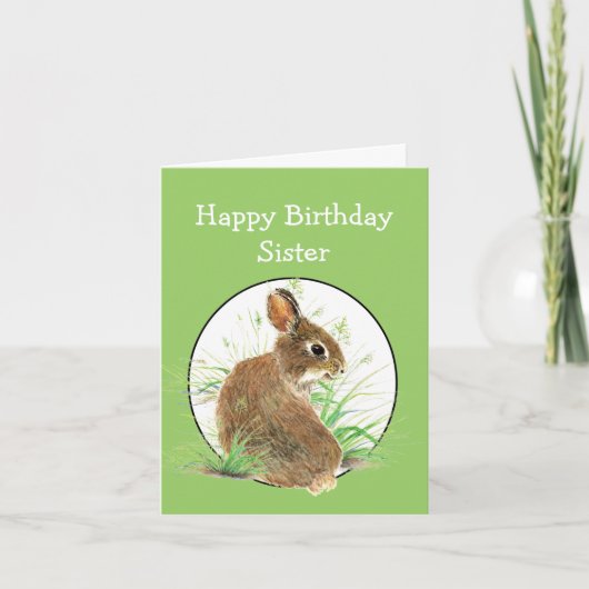 Carte Soeur drôle d'anniversaire tout le lapin mignon (Devant)