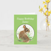 Carte Soeur drôle d'anniversaire tout le lapin mignon (Fleur jaune)