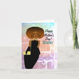 Carte Sœur drôle Fête des mères afro-américaine