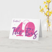 Carte Soeur du 40e anniversaire, rose, texte violet sur  (Fleur jaune)