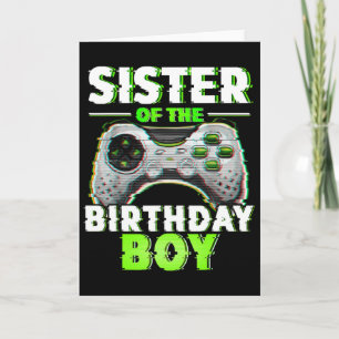 Carte Sœur du garçon d'anniversaire de joueur de jeux vi