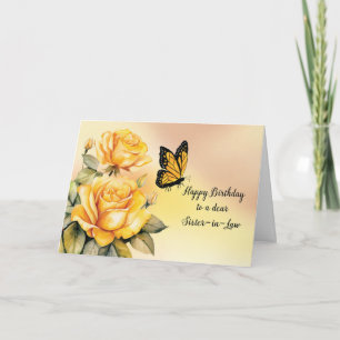 Carte Soeur en droit Anniversaire Roses Jaunes avec Papi