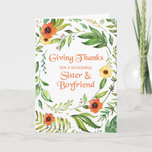 Carte Soeur et copain remercient Thanksgiving