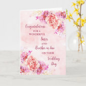 Carte Soeur et Frère en droit Mariage Félicitations (Fleur jaune)