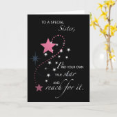 Carte Soeur, Étoile de graduation Félicitations, Rose (Fleur jaune)