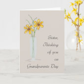Carte Soeur grands-parents Jour de la pensée de vous (Fleur jaune)