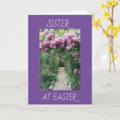 CARTE **SOEUR** JARDIN, BEAUCOUP D'AMOUR HAPPY EASTER CA (Fleur jaune)