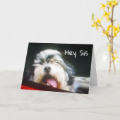 CARTE SOEUR JE SUIS **HANGIN' SORTE DE DIRE HEUREUX ANNI (Fleur jaune)