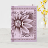 Carte SOEUR - Joyeux 75ème anniversaire - Fleur LAVENDER (Fleur jaune)