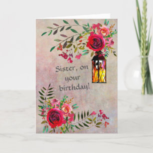 Carte SOEUR Joyeux anniversaire avec fleurs