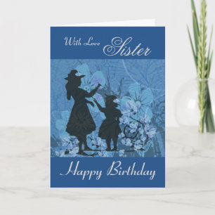 Carte Soeur / Joyeux anniversaire - Silhouettes de jardi