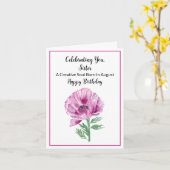 Carte Soeur Joyeux Août Anniversaire Purple Poppy (Fleur jaune)