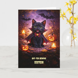 Carte Sœur Joyeux Halloween Mignon et Drôle