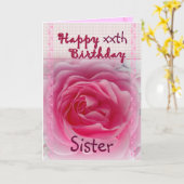 Carte SOEUR - Joyeux xxe anniversaire - Rose rose rose (Fleur jaune)