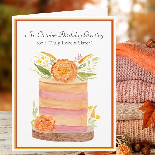 Carte Soeur Octobre Anniversaire avec Marigolds sur Gâte