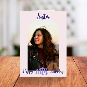 Carte Soeur personnalisée 70e anniversaire Pink Photo Ar