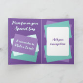 Carte Soeur photo nom vert violet anniversaire (Intérieur)