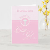 Carte Soeur Pink Enfant de Dieu Baptême Félicitations (Fleur jaune)