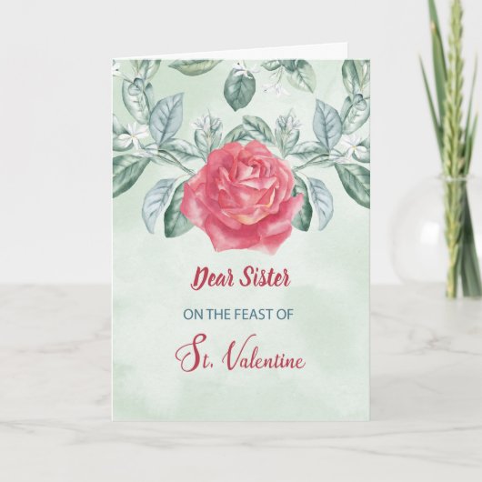 Carte Soeur Rose Fête religieuse de Saint-Valentin (Devant)