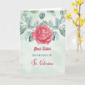 Carte Soeur Rose Fête religieuse de Saint-Valentin (Fleur jaune)