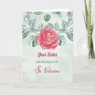 Carte Soeur Rose Fête religieuse de Saint-Valentin