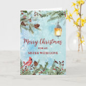 Carte Soeur Russe Aquarelle Joyeux Noël (Fleur jaune)