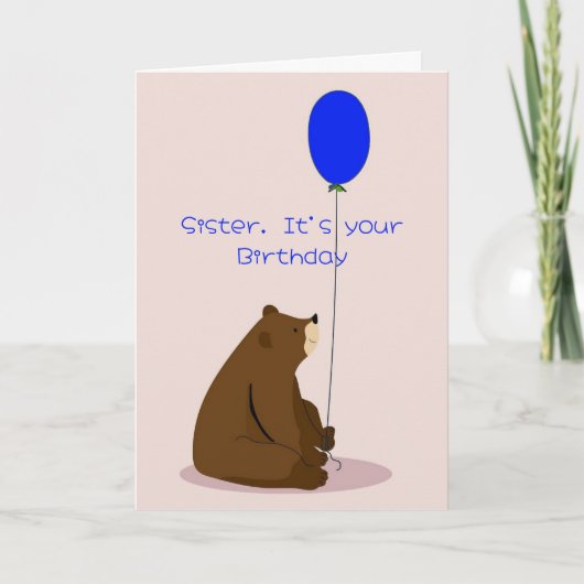 Carte Soeur Se Sent Bleu À Propos D'Anniversaire Mignonn (Devant)