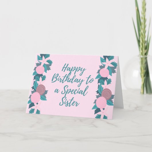 Carte Soeur spéciale Frame Floral (Devant)