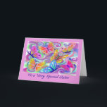 Carte Sœur spéciale Papillons roses<br><div class="desc">Une belle œuvre d'art de papillons roses créée par un designer britannique établi.</div>