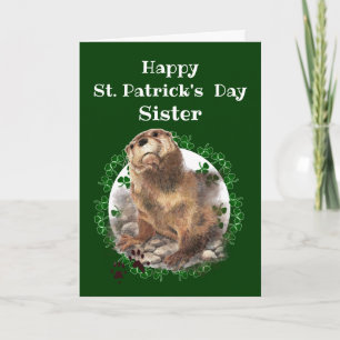 Carte Soeur St. Patrick's Day Shamrock Otter Animal