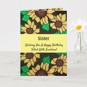 Carte Soeur Sunny Sunflowers Joyeux anniversaire