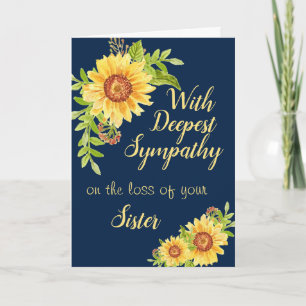 Carte Soeur Sympathy Aquarelle Florale Tournesol Bleu