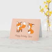 Carte Soeurs Anniversaire - Petits Renards (Fleur jaune)
