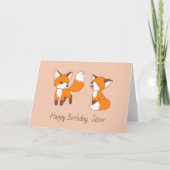 Carte Soeurs Anniversaire - Petits Renards (Devant)