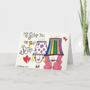 Carte "Soeurs" de mon "Filles de la Fête" dessin à la ma