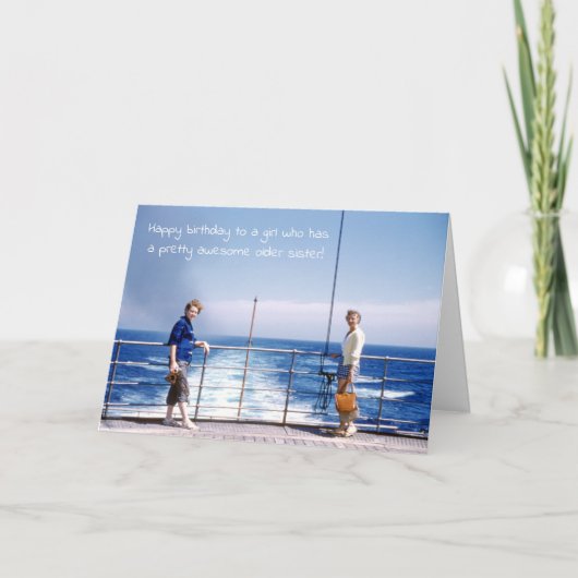 Carte Soeurs humoristique Soeur rétro Anniversaire Nauti (Devant)