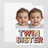 Carte Sœurs jumelles bébés (Devant / Derrière)
