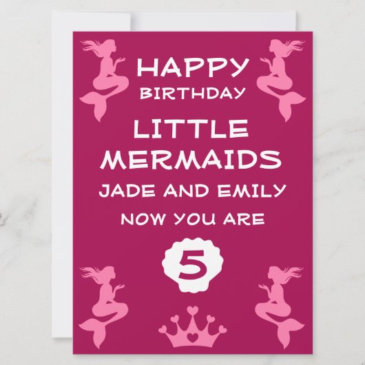 Carte Soeurs jumelles Mermaid (Devant)