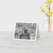 CARTE SŒURS SORCIÈRES, CHAT NOIR & POTION D'HALLOWEEN (Fleur jaune)