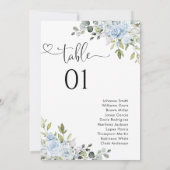 Carte Soft Blue Botanical Table Number Seating Chart (Dos)
