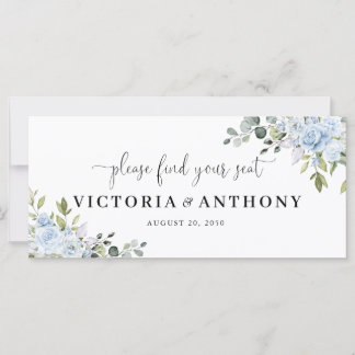 Carte Soft Blue Botanical Wedding Head Table Sign