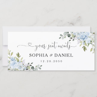 Carte Soft Blue Botanical Wedding Head Table Sign