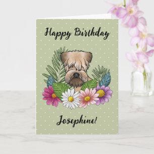 Carte Soft-Coated Wheaten Terrier Floral Joyeux Annivers
