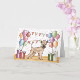 Carte Soft-Coated Wheaten Terrier Pastel Joyeux Annivers