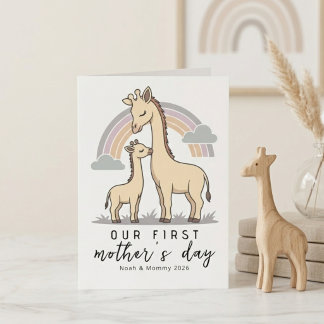 Carte Soft Pastel Giraffe Mom Baby First Mother’s Day 